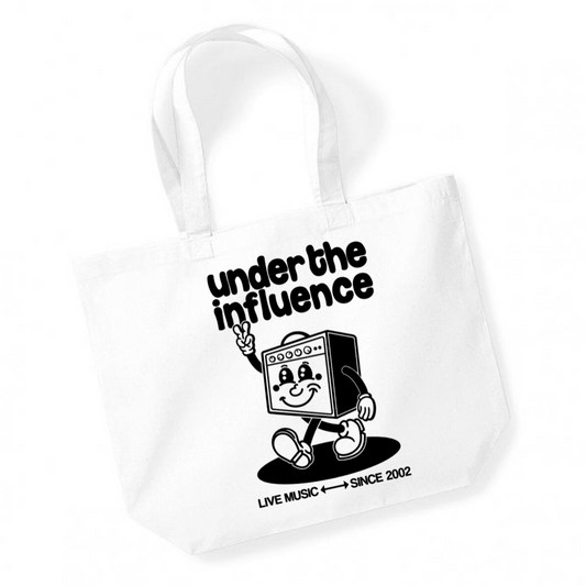 Under The Influence – Black Tote Bag (Mascot & Logo Red Print) (Copy)
