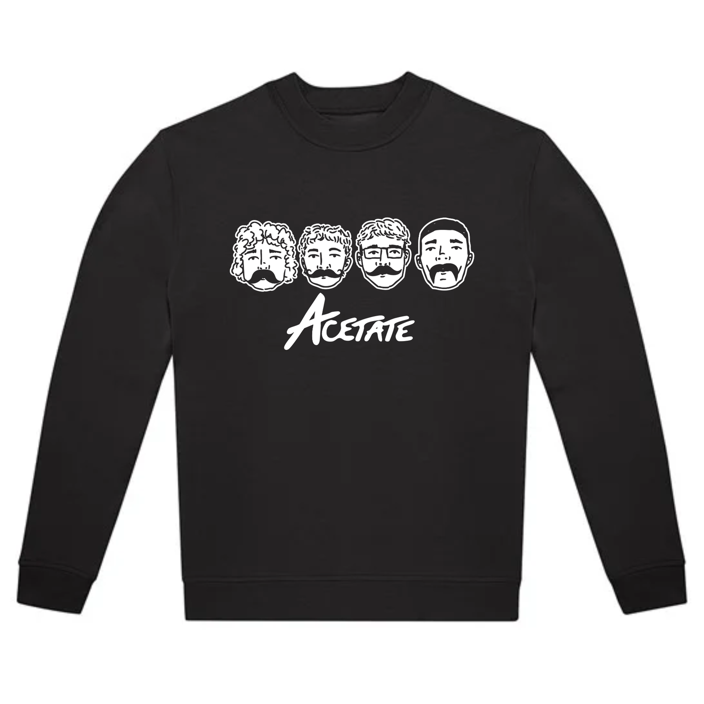 Acetate “Faces” Crewneck Sweatshirt – Black Edition