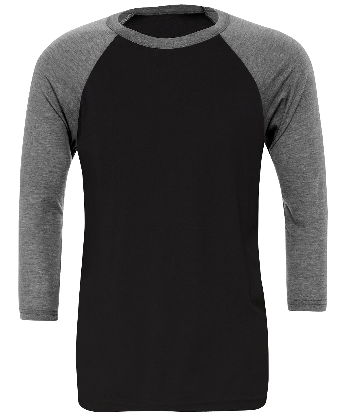Bella Canvas Unisex Triblend ¾ Sleeve Baseball T-Shirt in Black/Deep Heather