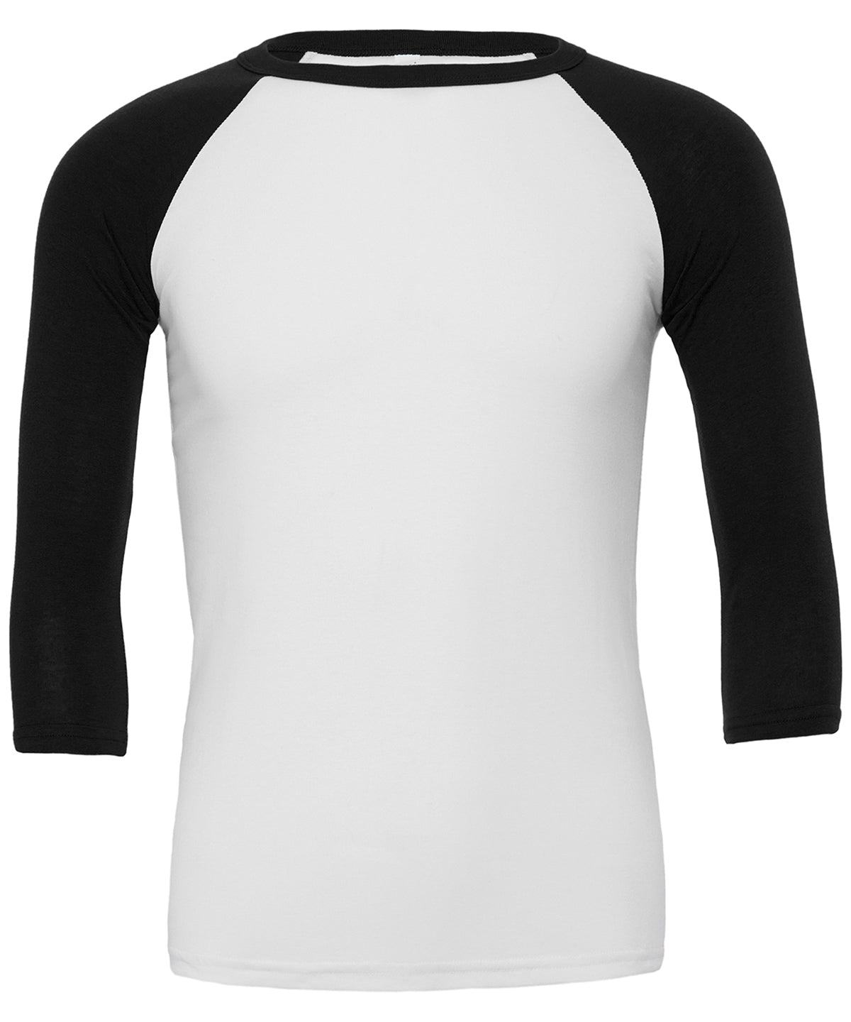 Bella Canvas Unisex Triblend ¾ Sleeve Baseball T-Shirt in White/Black