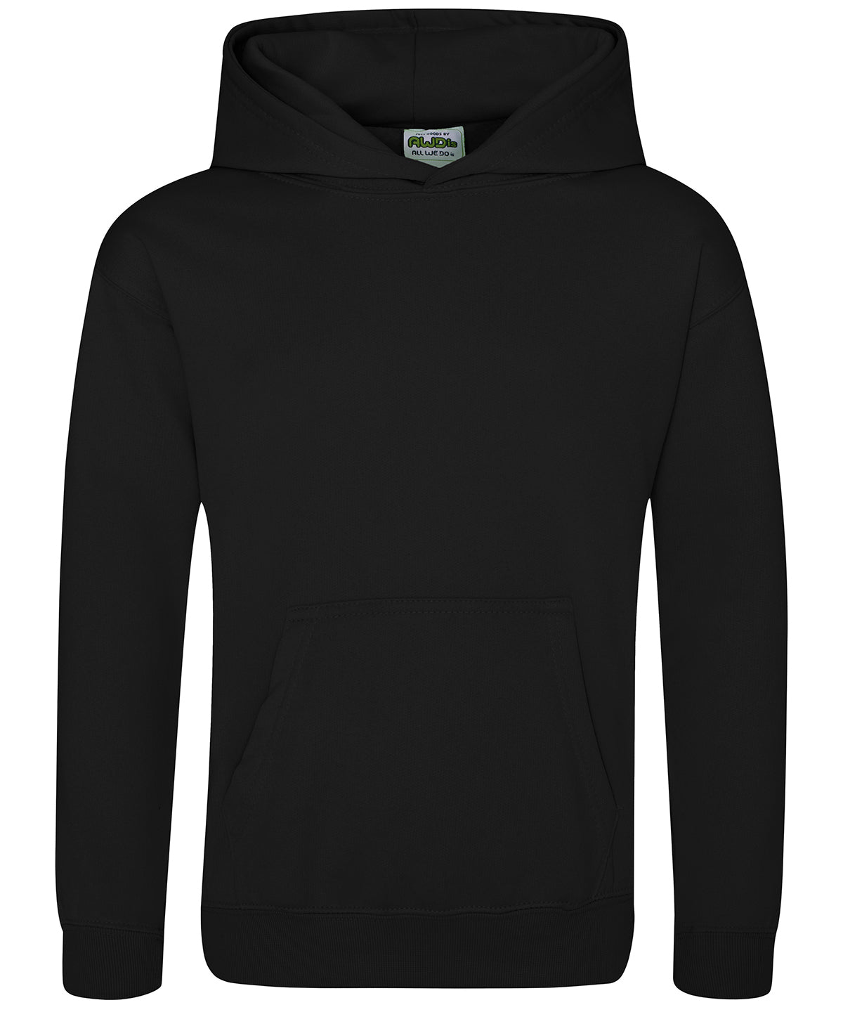 AWDis Just Hoods Kids Sports Polyester Hoodie in Jet Black