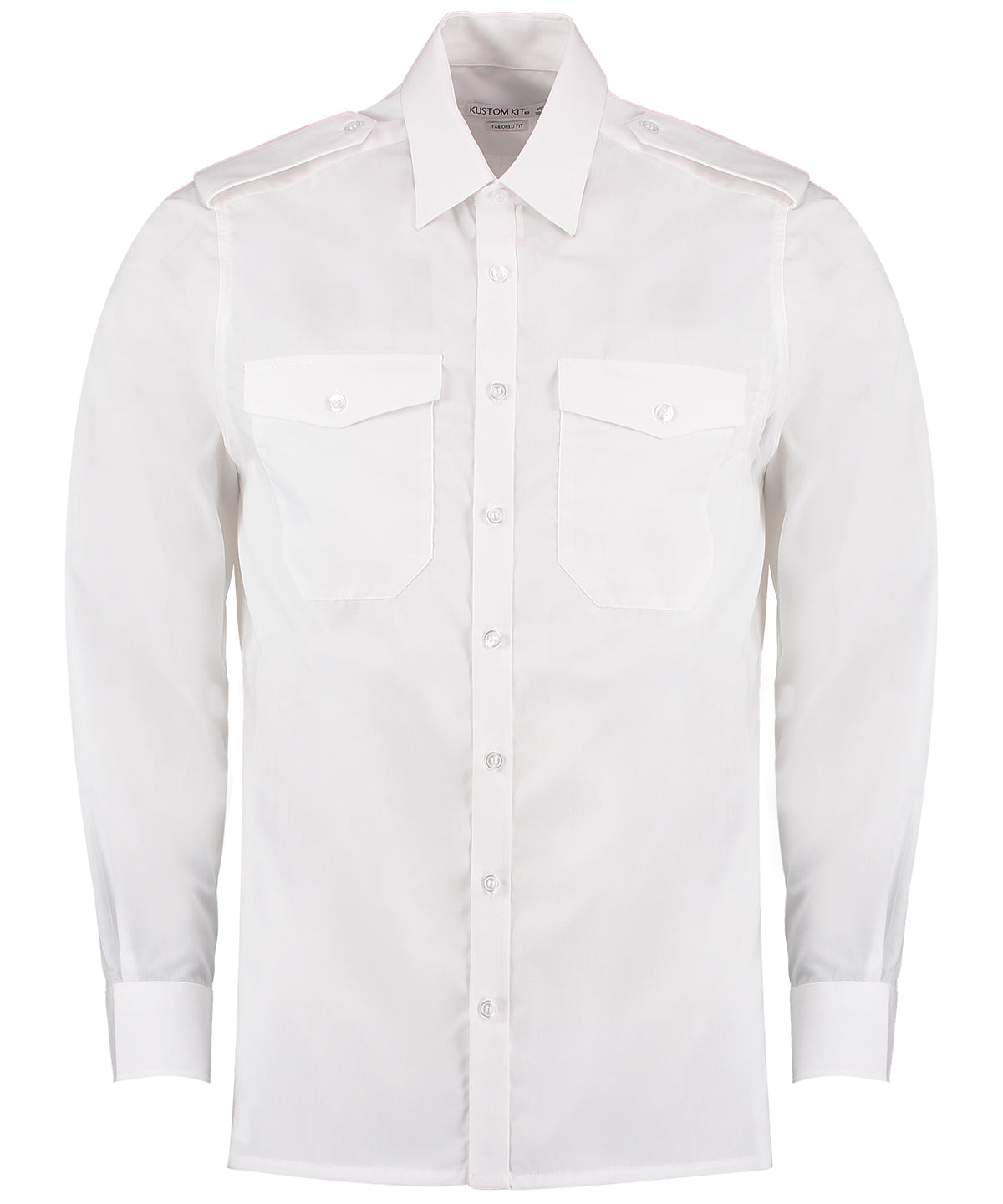 Kustom Kit Pilot Shirt Long Sleeved in White