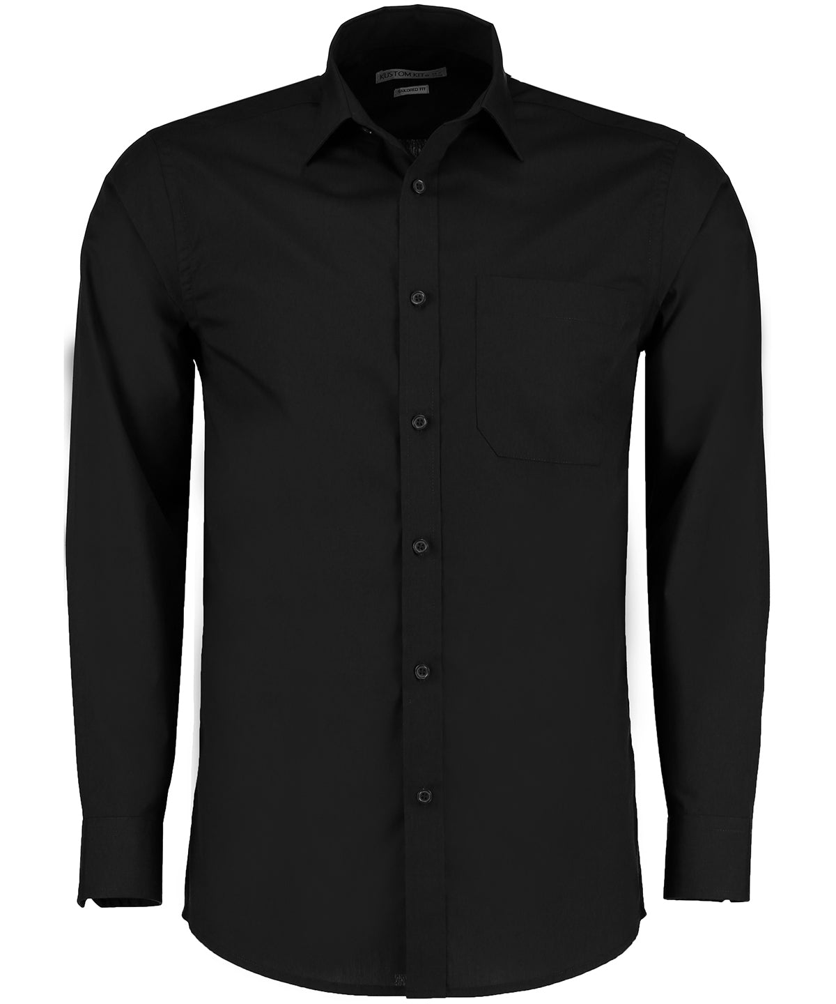 Kustom Kit Poplin Shirt Long-Sleeved in Black