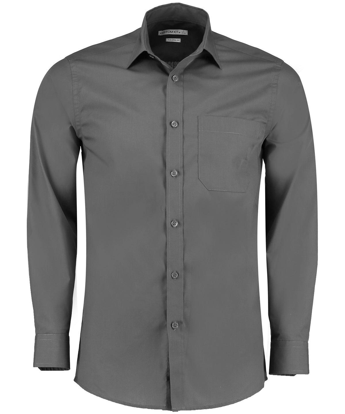 Kustom Kit Poplin Shirt Long-Sleeved in Graphite