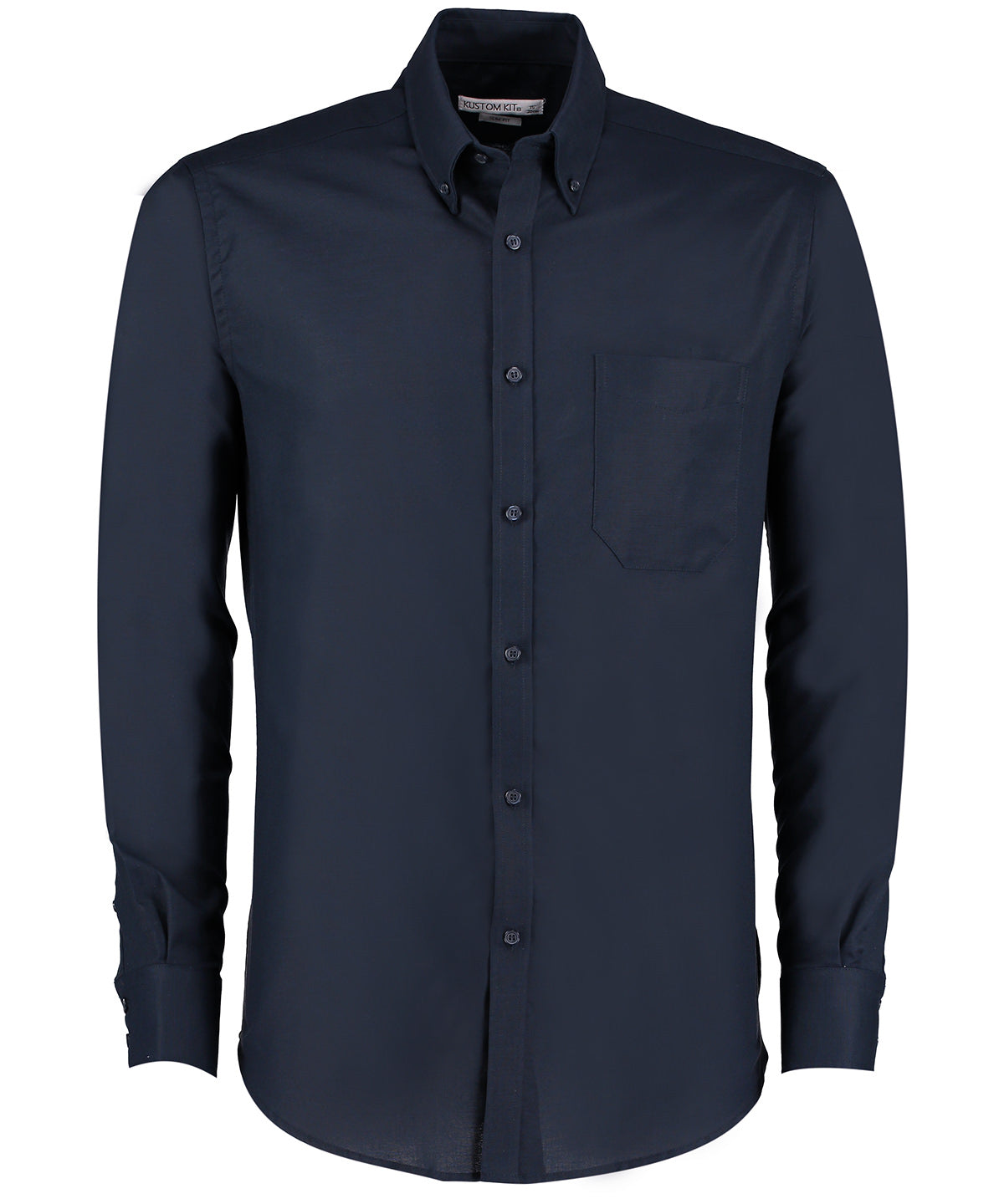 Kustom Kit Slim Fit Workwear Oxford Shirt Long-Sleeved in Navy