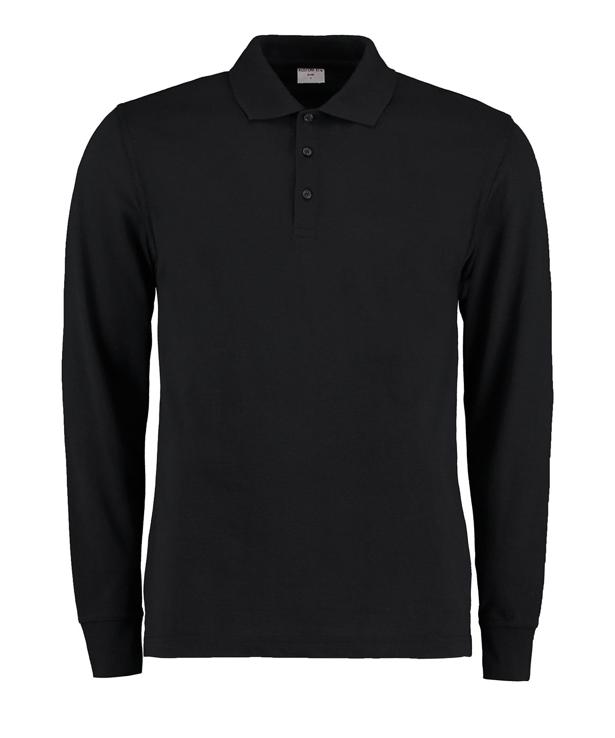 Kustom Kit Long Sleeve Piqué Polo in Black