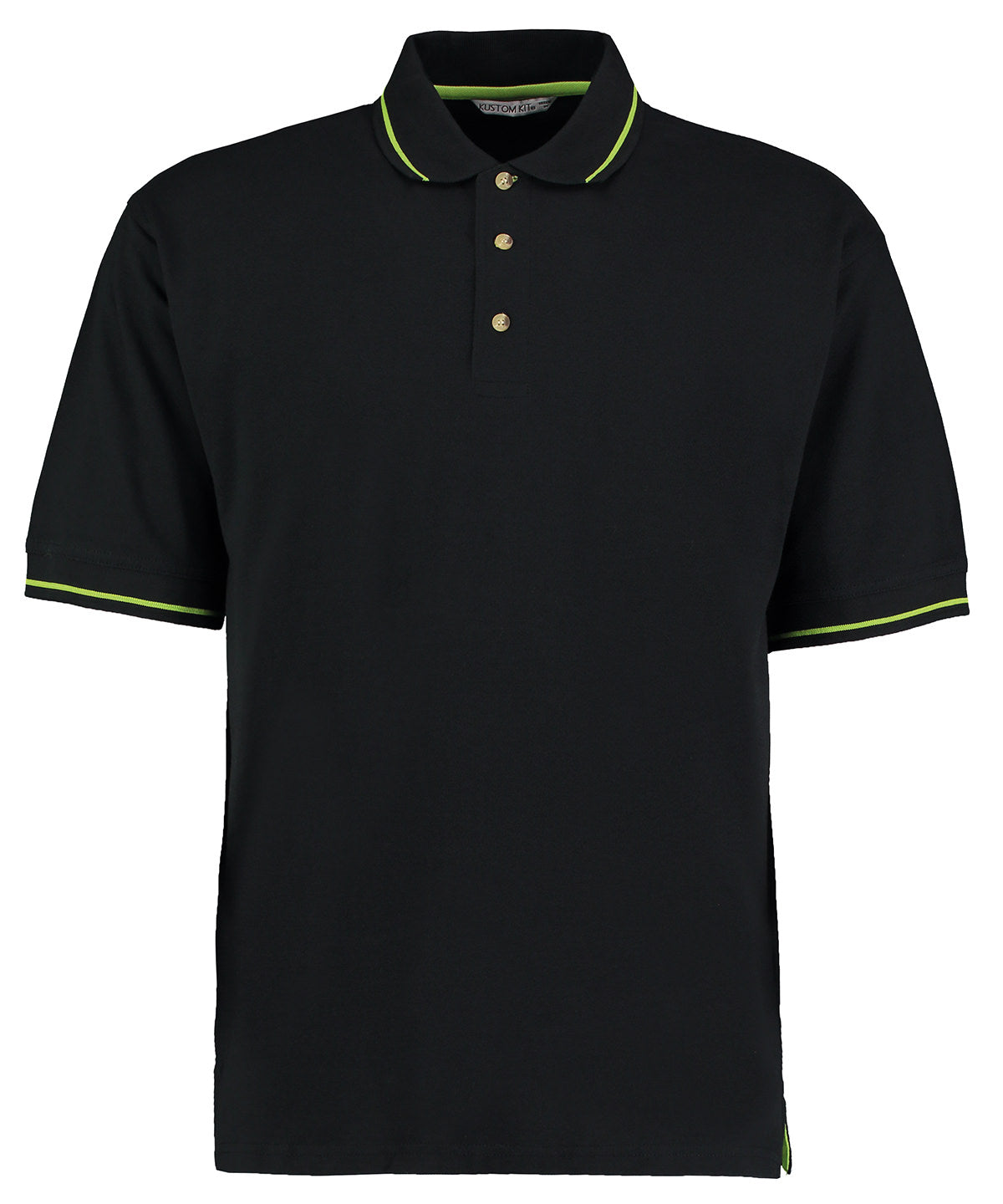 Kustom Kit St Mellion Polo in Black/Lime