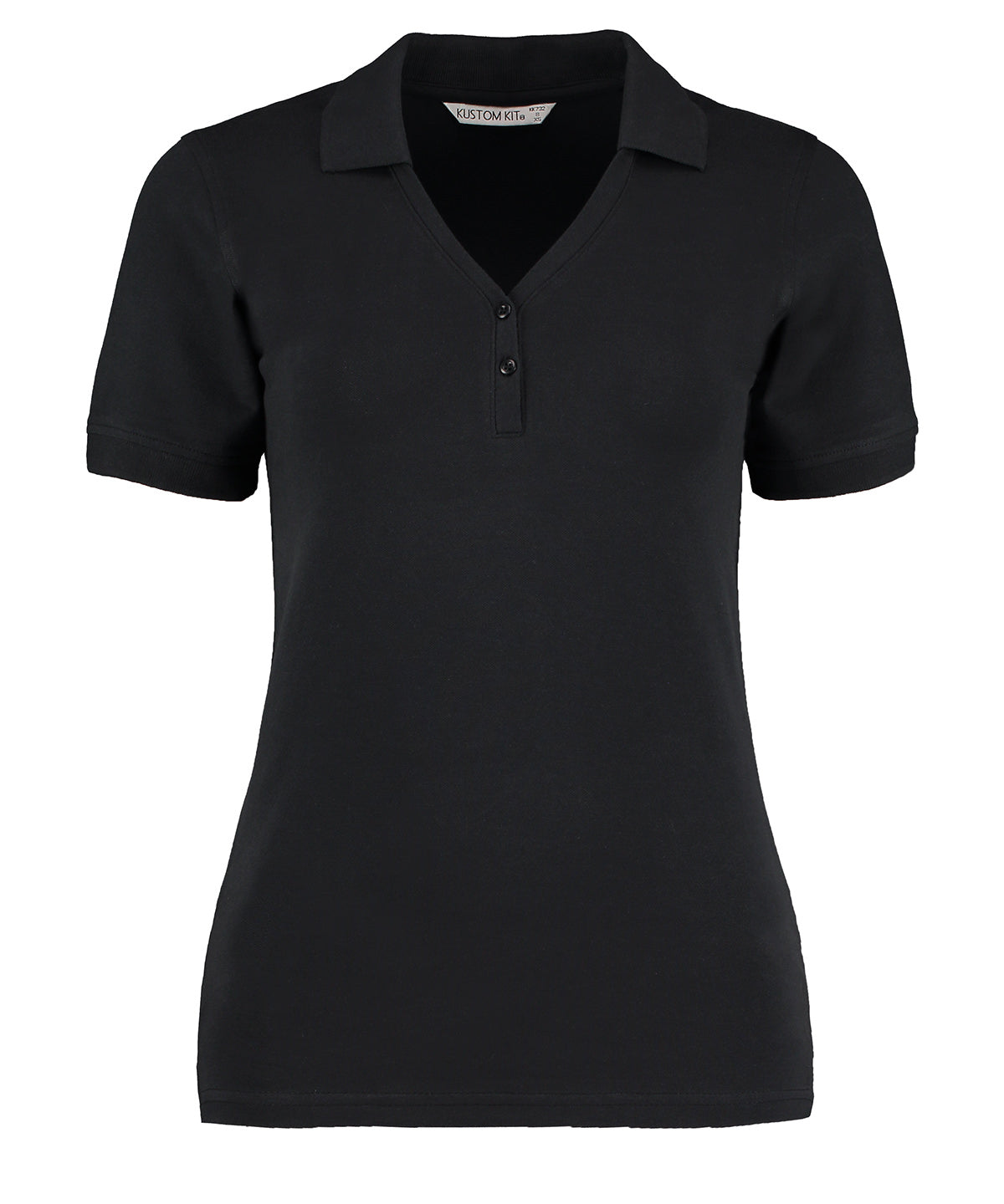 Kustom Kit Sophia V-Neck Polo in Black