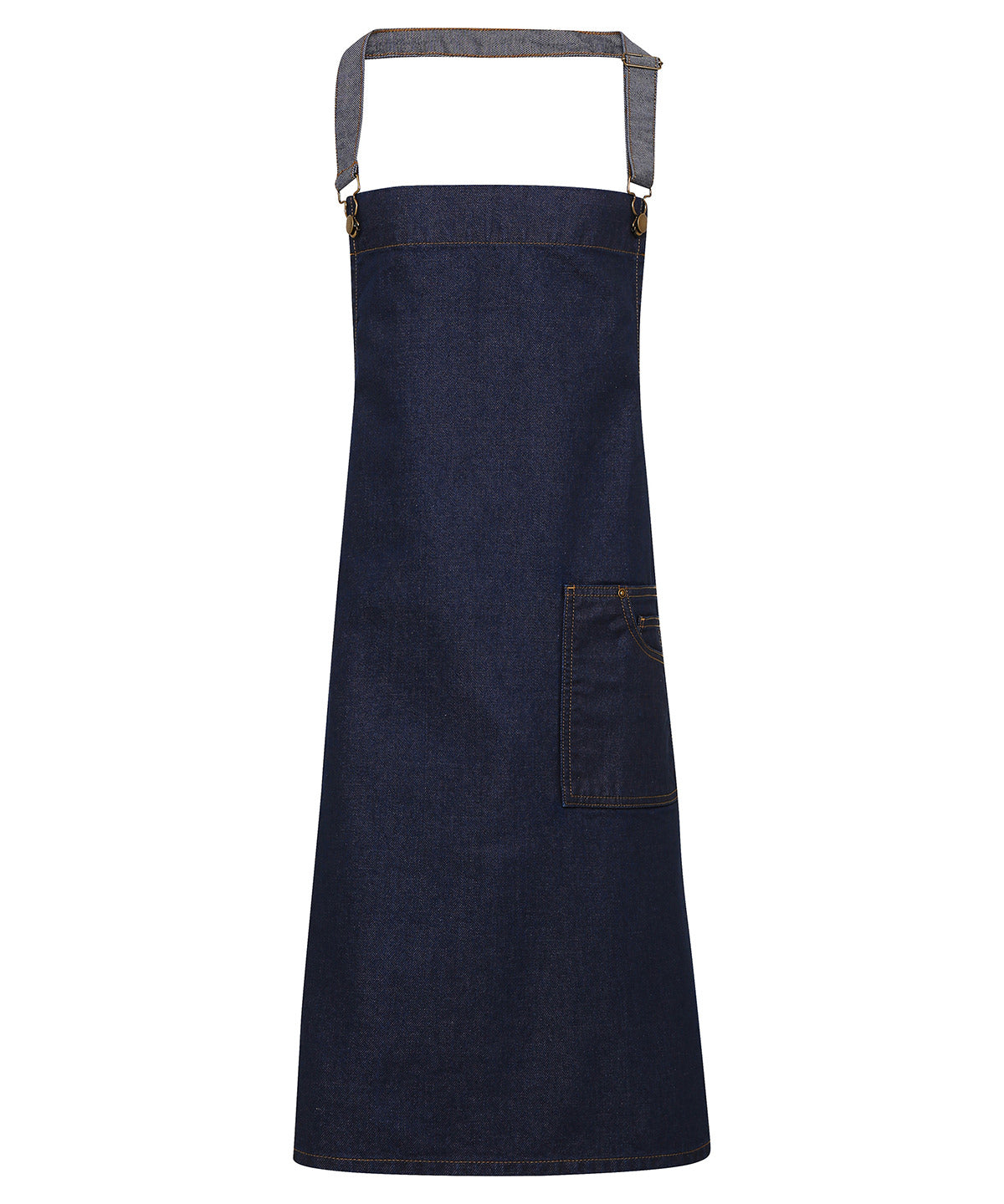 Premier District waxed-look denim bib apron