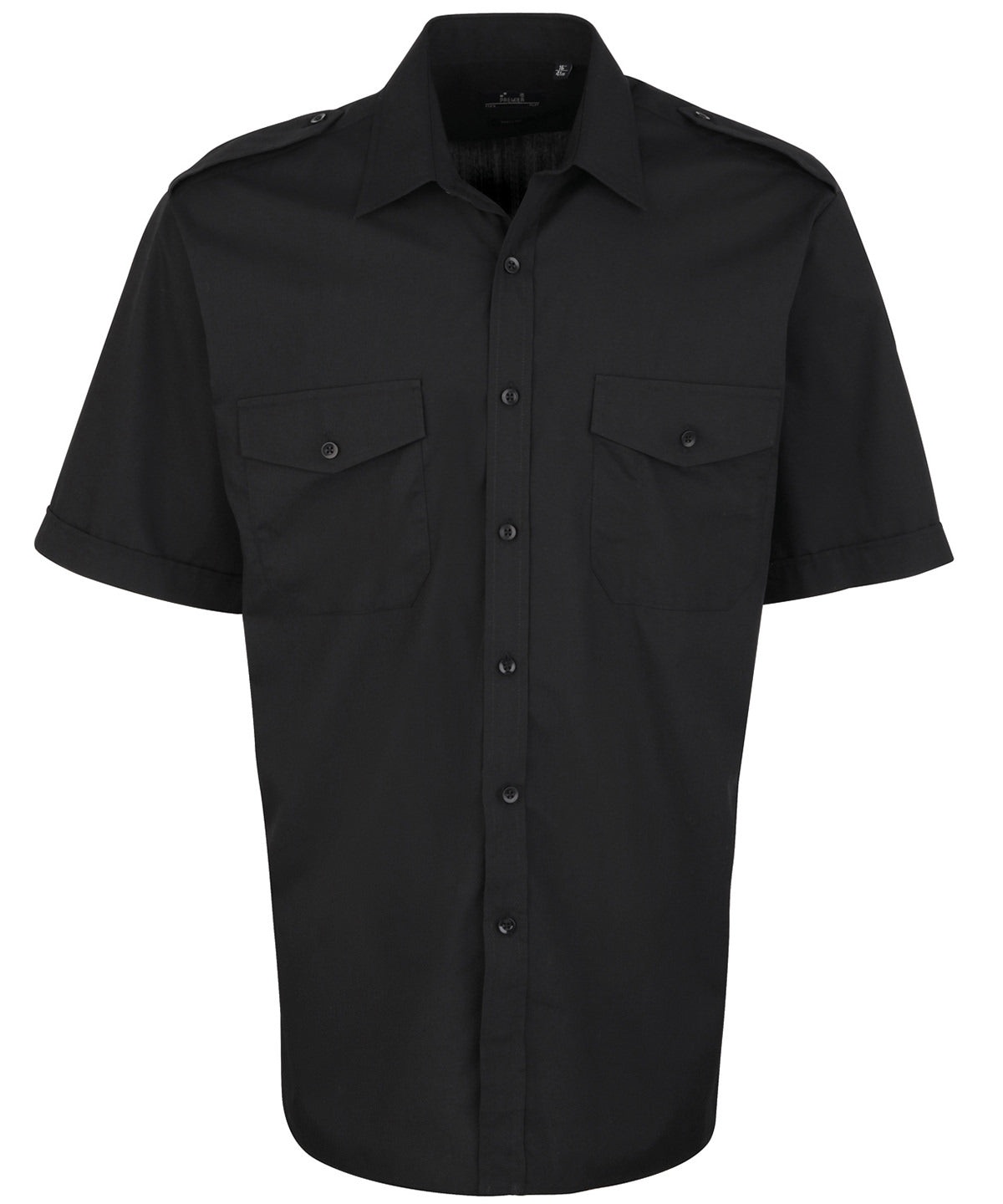 Premier Short Sleeve Pilot Shirt in Black