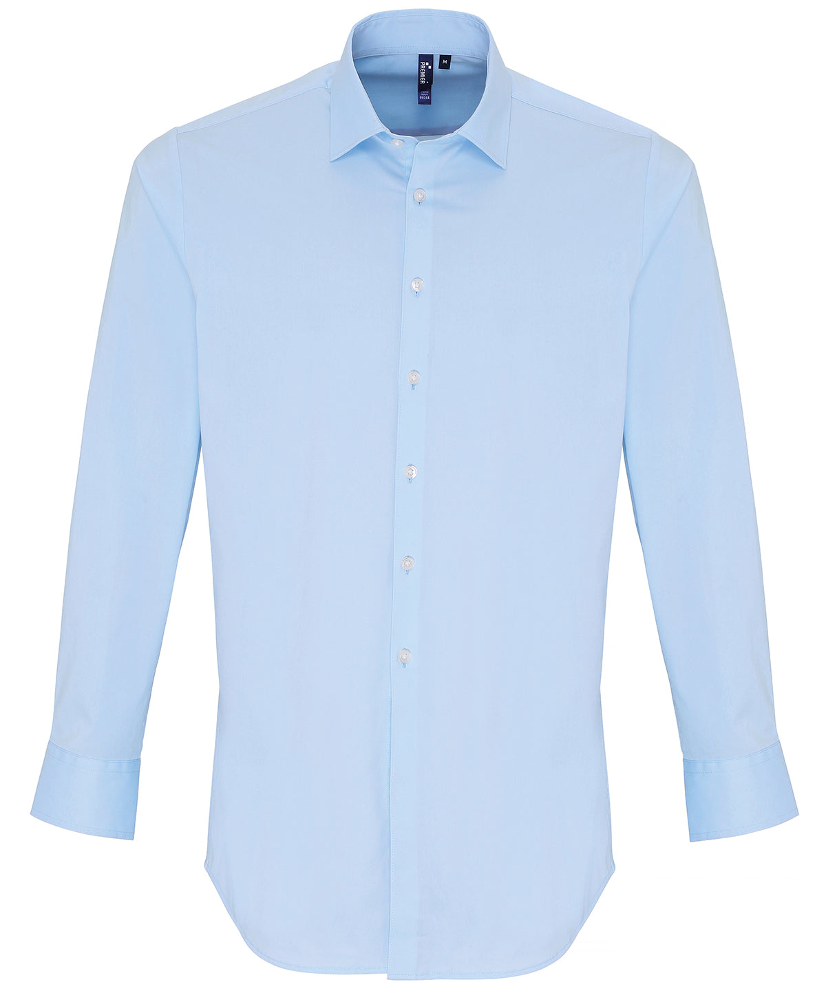Premier Stretch Fit Cotton Poplin Long Sleeve Shirt in Pale Blue