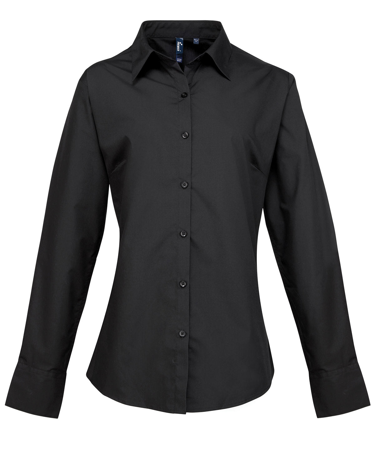 Premier Women's Supreme Poplin Long Sleeve Shirt in Black
