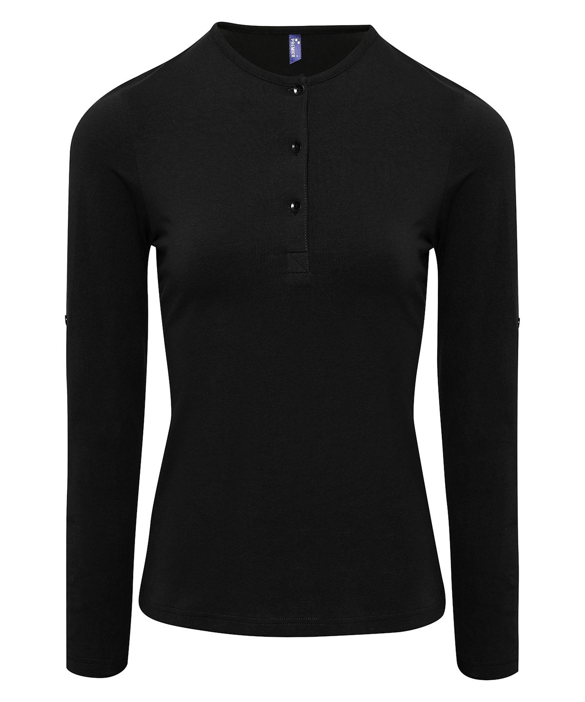 Premier Women's Long John Roll-Sleeve Tee in Black
