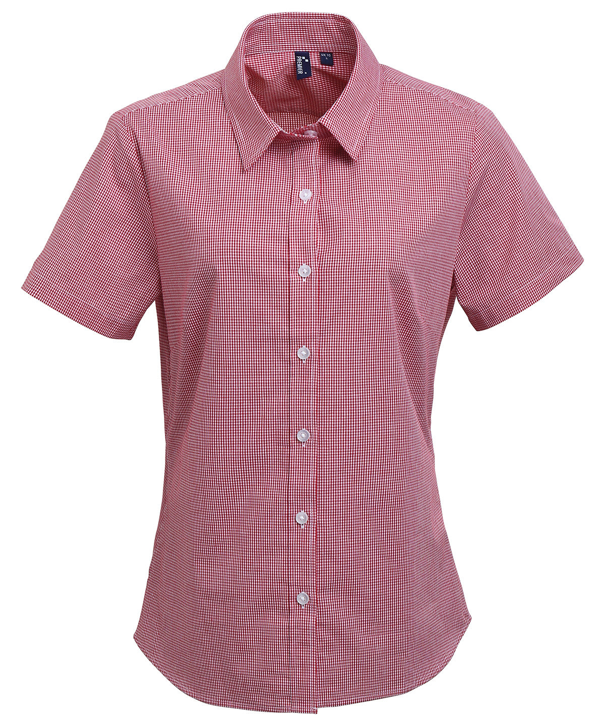 Premier Women's Microcheck (Gingham) short sleeve cotton shirt