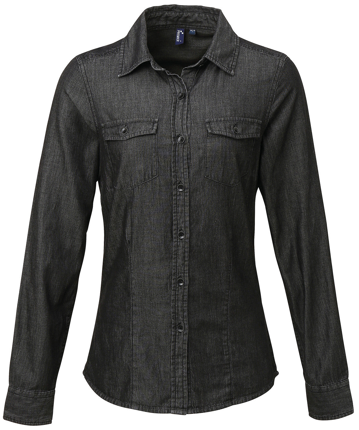 Premier Women's Jeans Stitch Denim Shirt in Black Denim