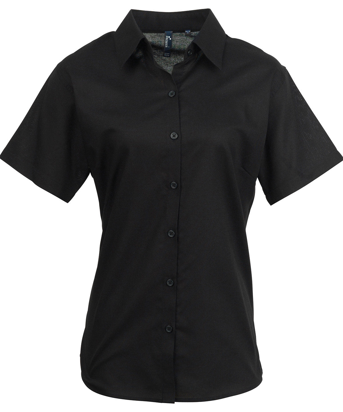 Premier Women's Signature Oxford Short Sleeve Shirt in Black