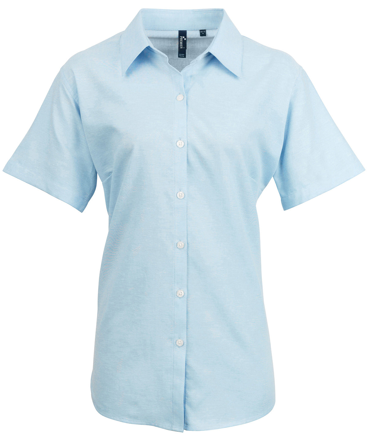 Premier Women's Signature Oxford Short Sleeve Shirt in Light Blue