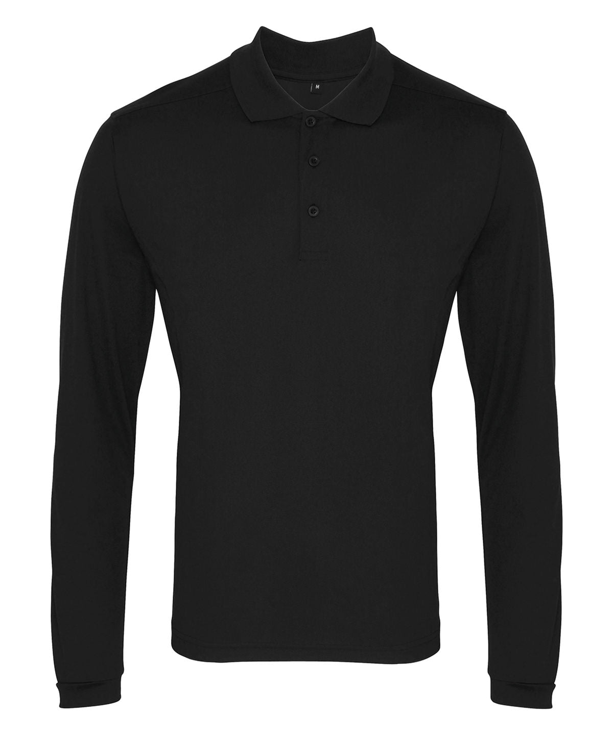 Premier Long Sleeve Coolchecker Piqué Polo in Black