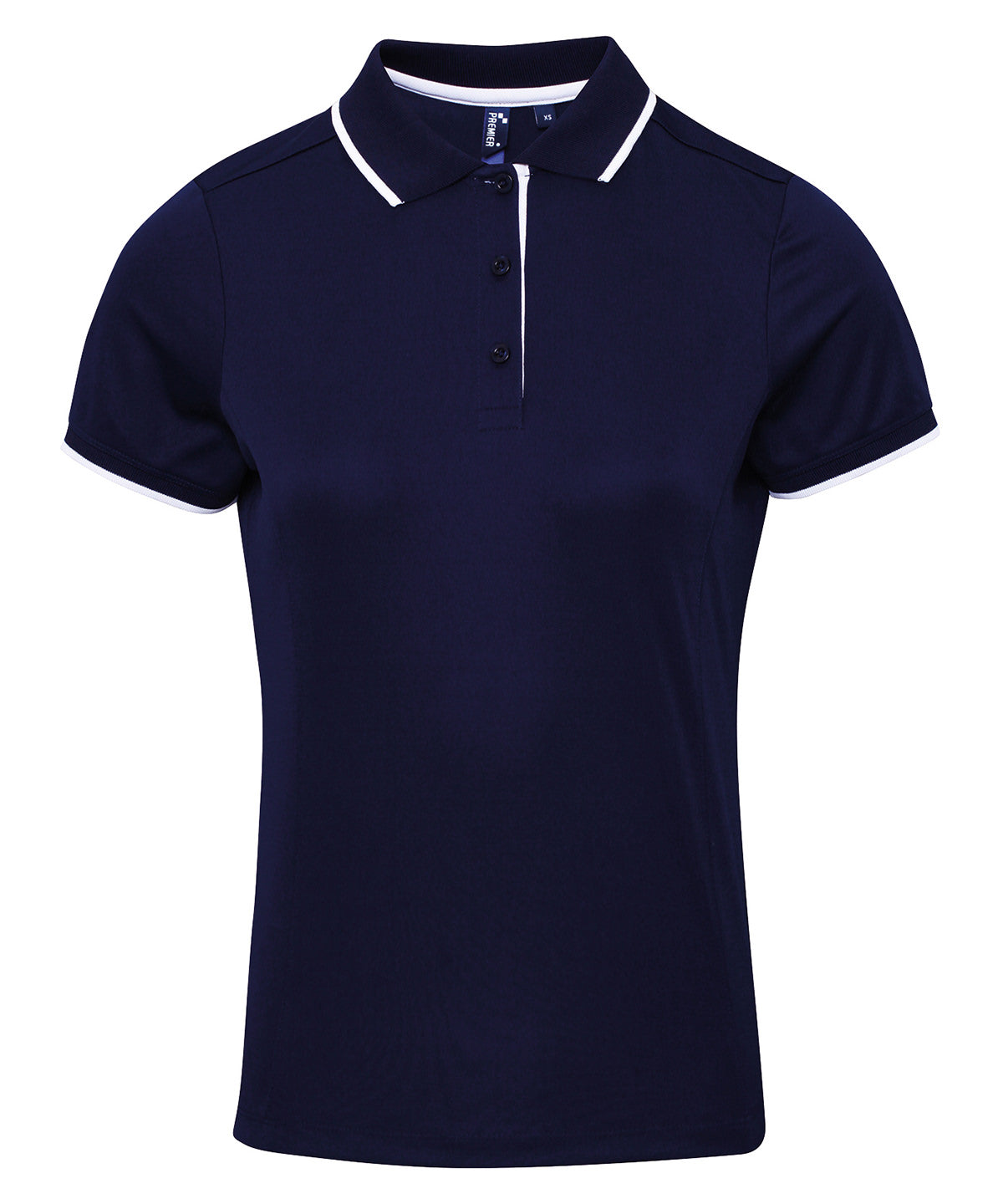 Premier Women's Contrast Coolchecker Polo in Navy/White