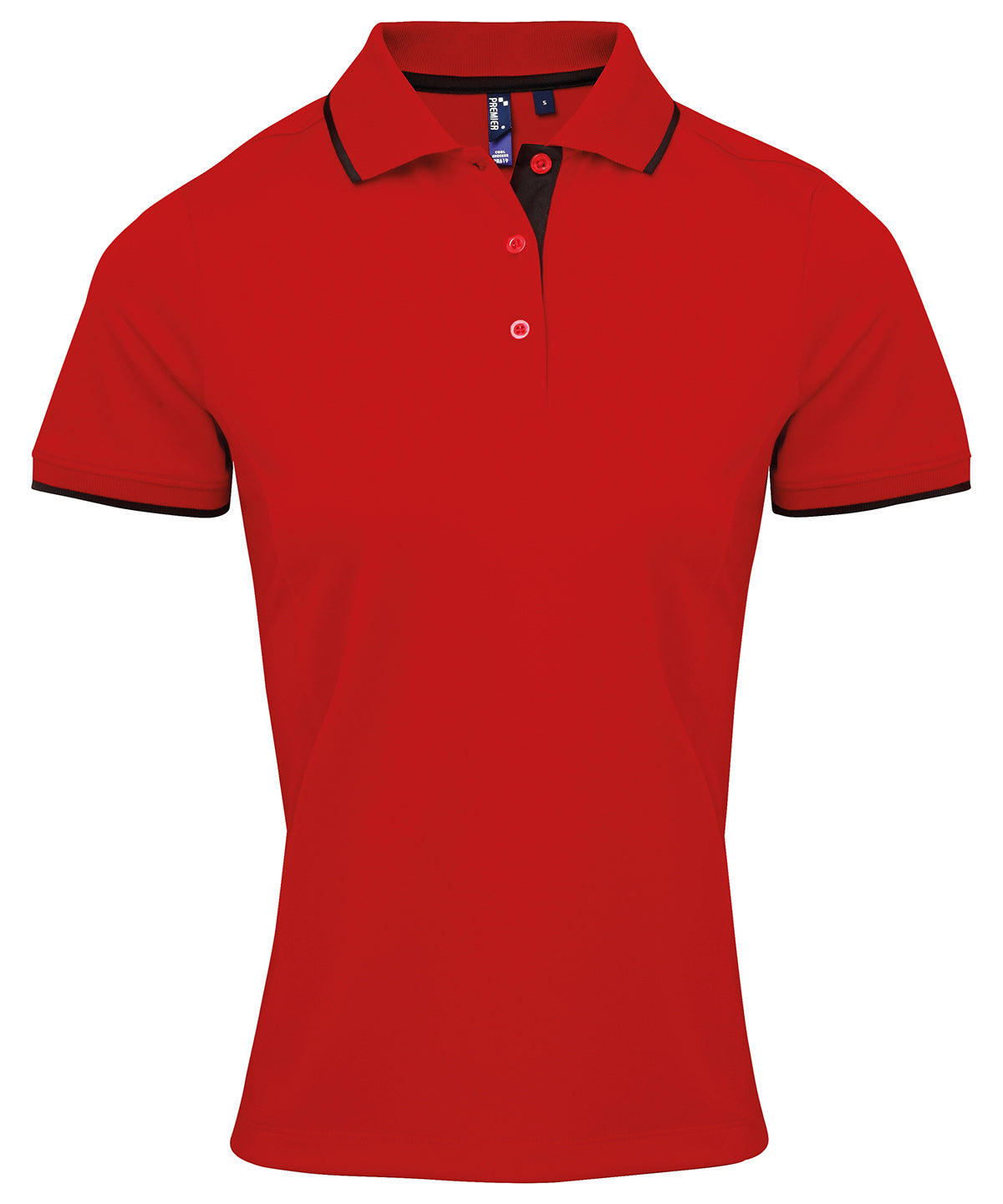 Premier Women's Contrast Coolchecker Polo in Red/Black
