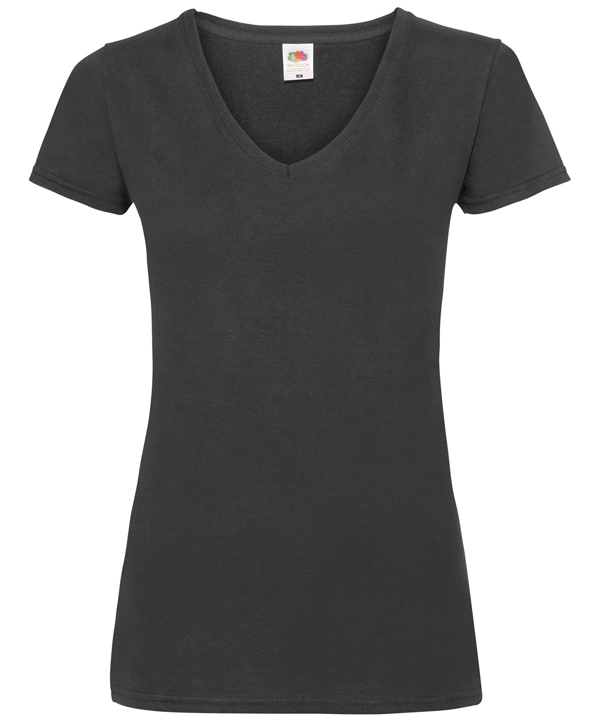 Fruit of the Loom Women's Valueweight V-Neck T-Shirt in Black