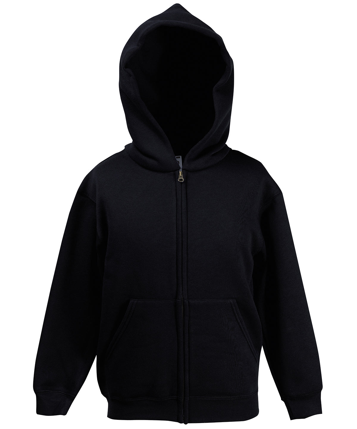 Fruit of the Loom Kids Classic Hooded Sweatshirt Jacket in Black