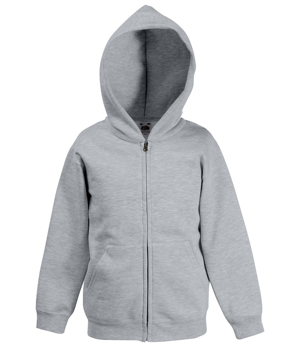 Fruit of the Loom Kids Classic Hooded Sweatshirt Jacket in Heather Grey