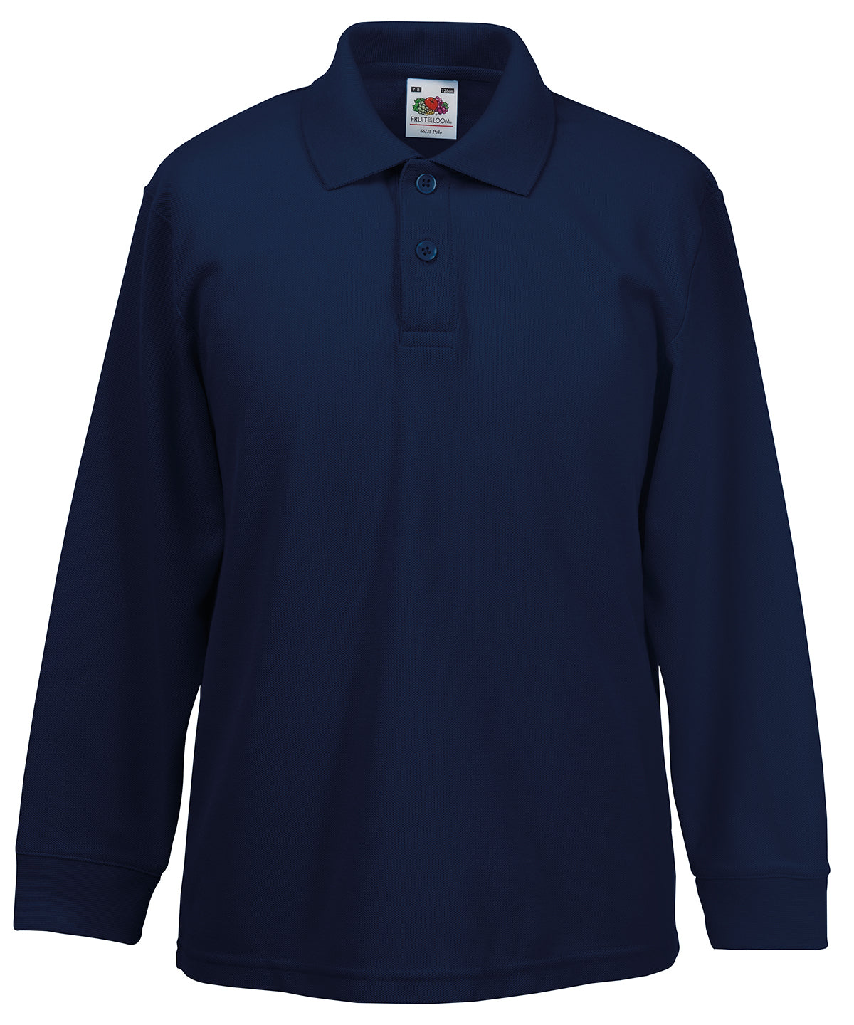 Fruit of the Loom Kids Long Sleeve 65/35 Polo in Deep Navy