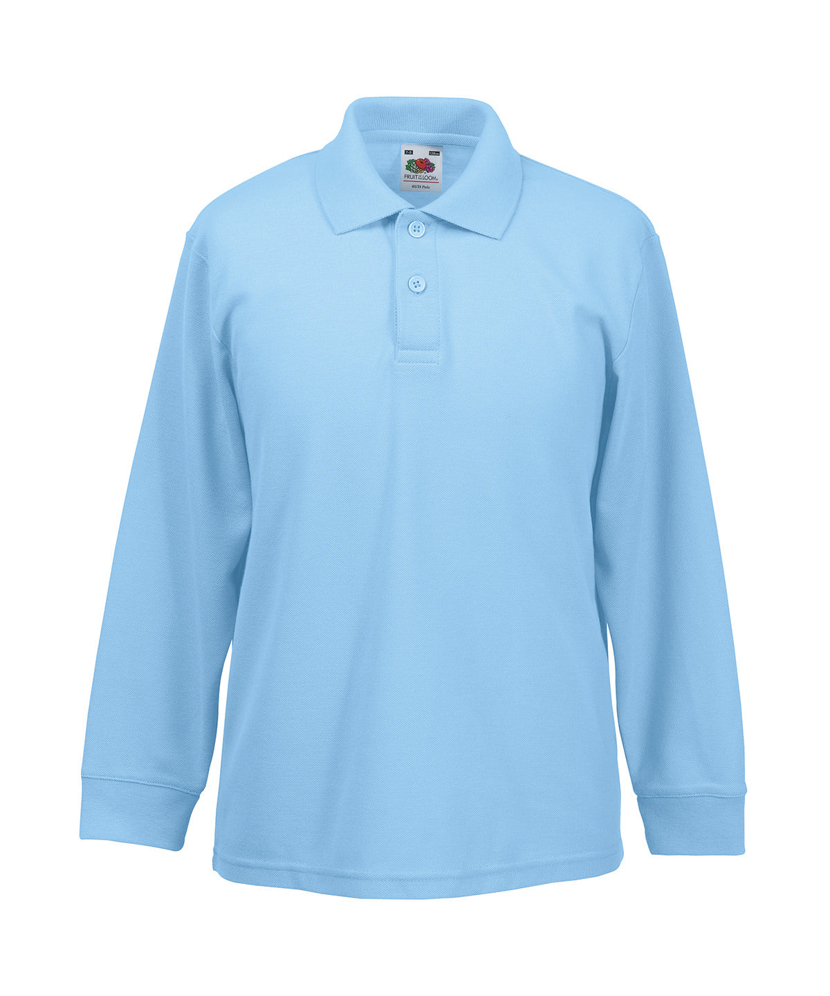 Fruit of the Loom Kids Long Sleeve 65/35 Polo in Sky