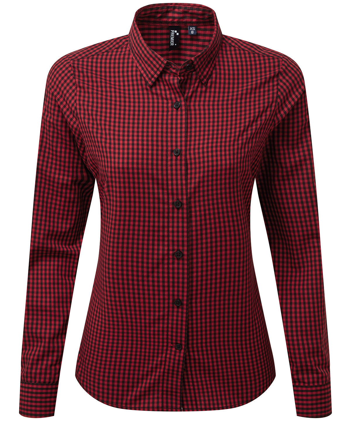 Premier Women's Maxton Check Long Sleeve Shirt in Black/Red