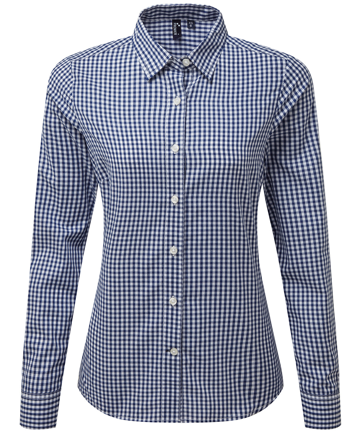 Premier Women's Maxton Check Long Sleeve Shirt in Navy/White