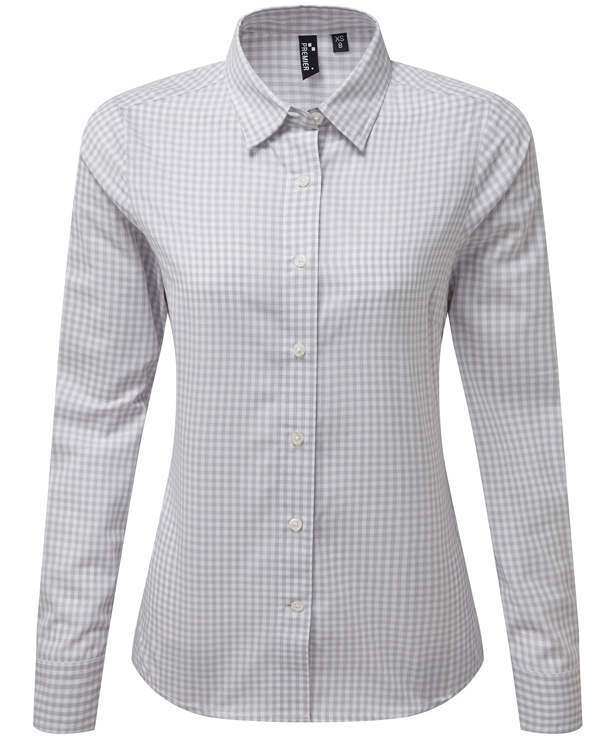 Premier Women's Maxton Check Long Sleeve Shirt in Silver/White