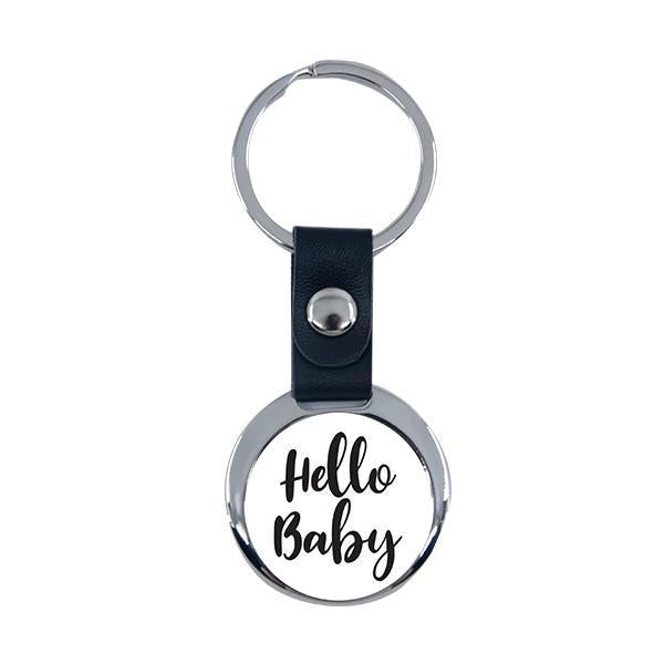 Metal Photo Keyring - Silver / Round with Leather Chain
