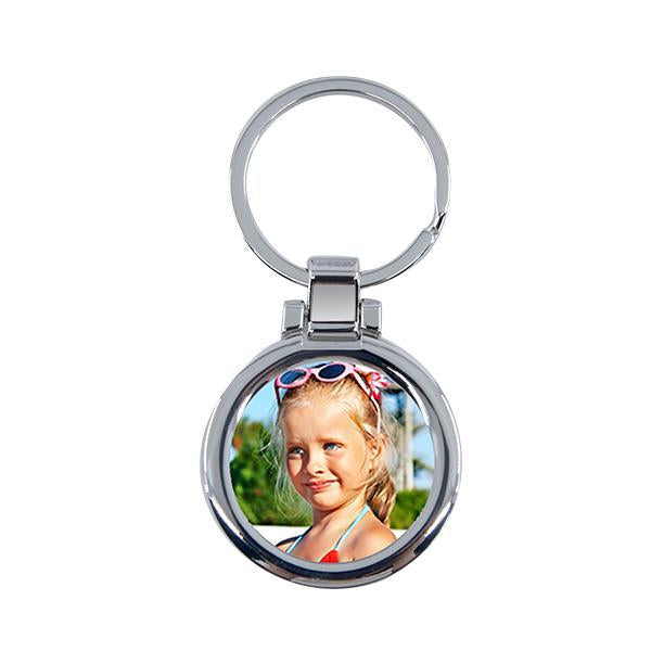 Metal Photo Keyring - Silver / Round with Magnet