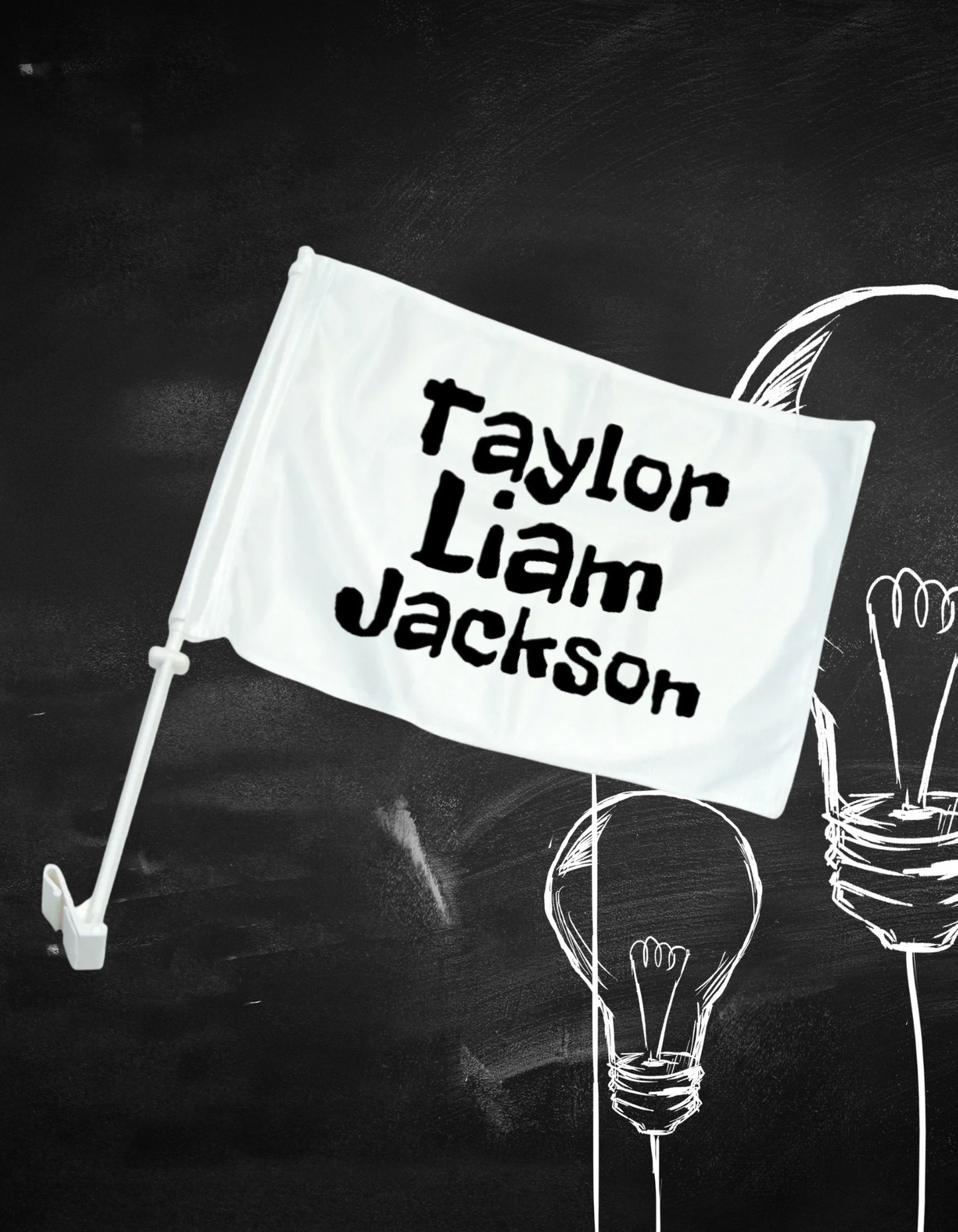 Taylor Liam Jackson Car Flag – White