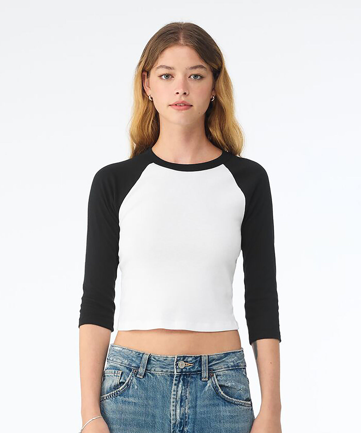 Bella Canvas Women's Micro Rib 3/4 Raglan Baby T-Shirt, ready to custom print with your logo or design