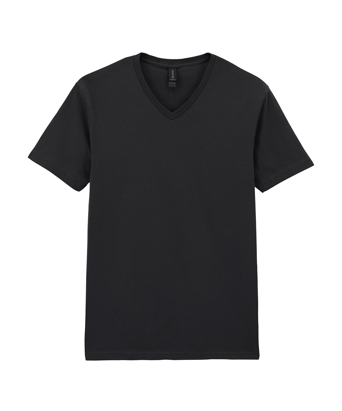 Gildan Softstyle V-Neck T-Shirt in Black, front view