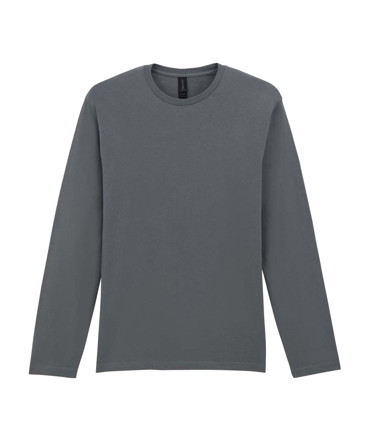 Gildan Softstyle Long Sleeve T-Shirt in Charcoal, front view