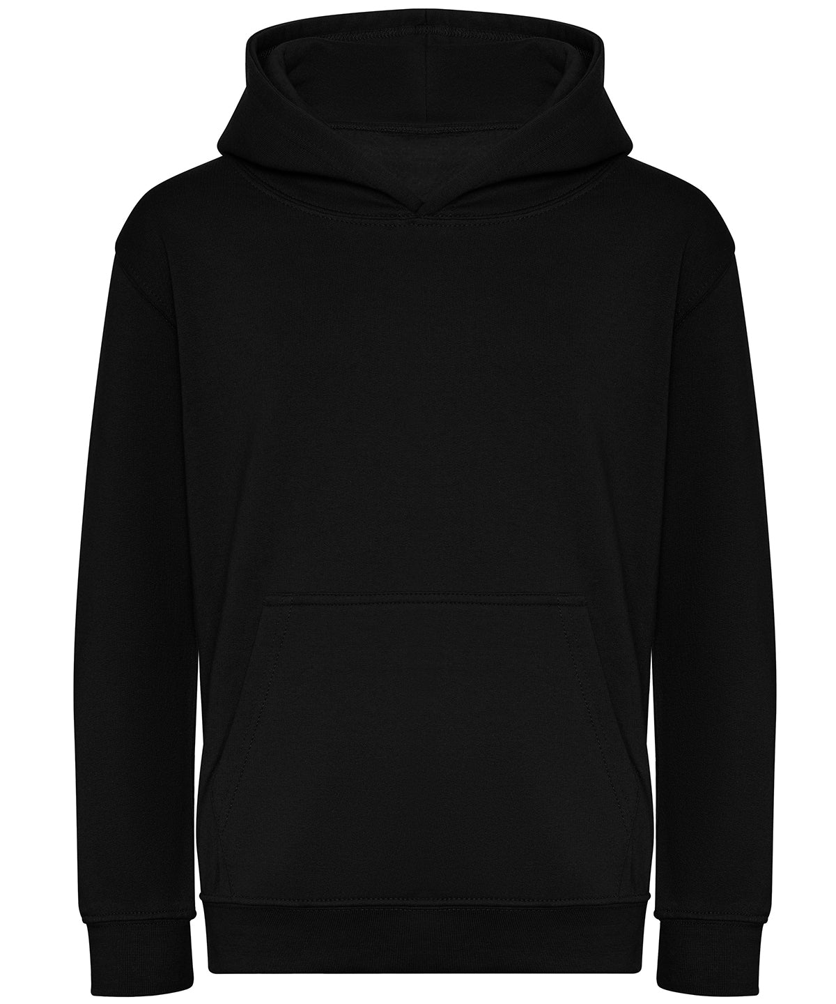 AWDis Just Hoods Kids Organic Hoodie in Deep Black, front view