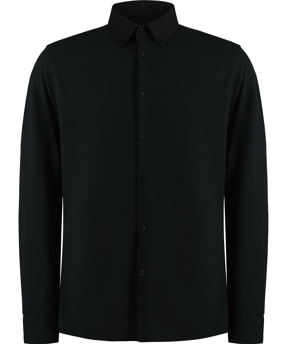 Kustom Kit Long Sleeve Superwash 60° Piqué Shirt in Black, front view