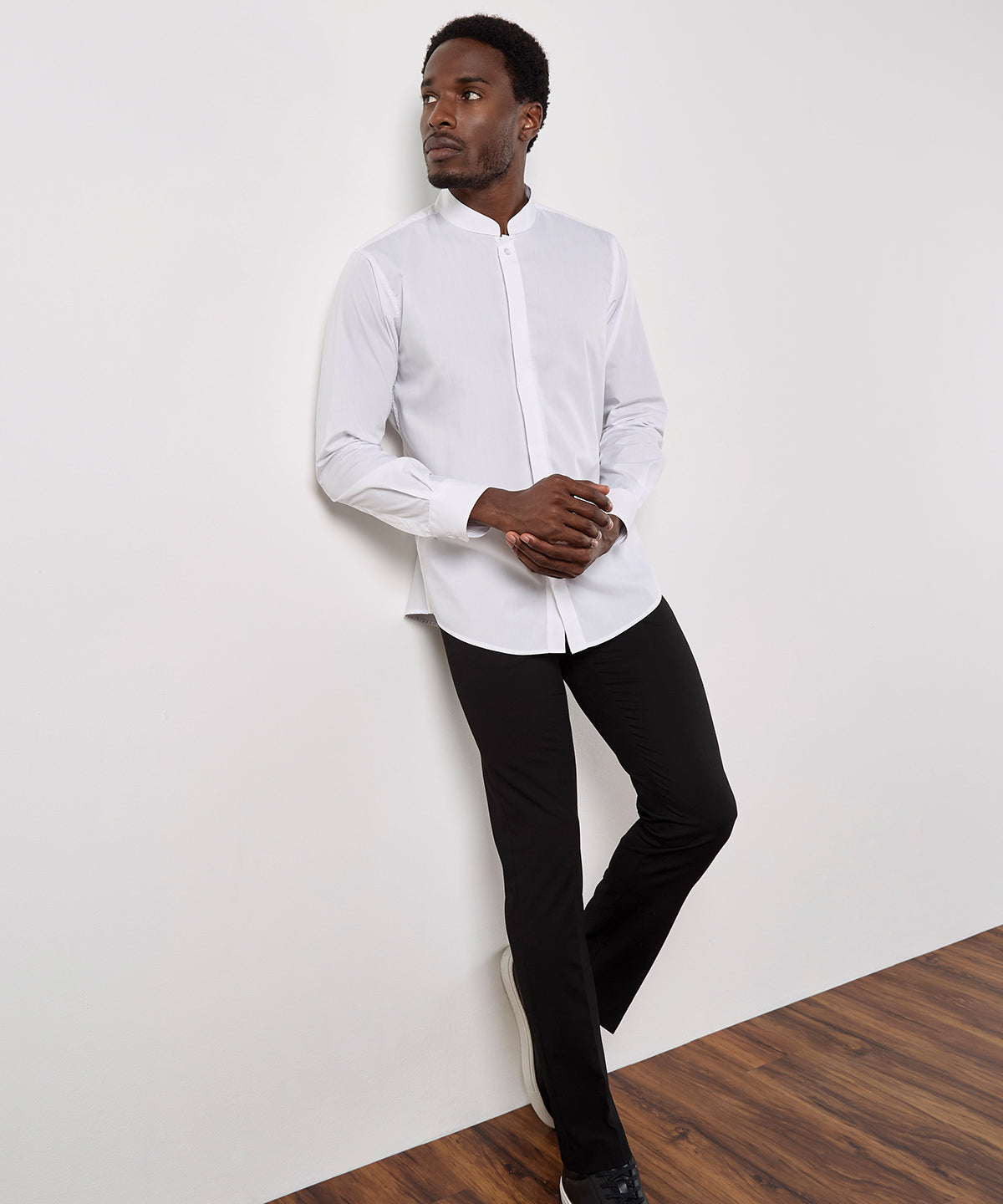 Kustom Kit Mandarin Collar Shirt Long-Sleeved, ready to custom print with your logo or design