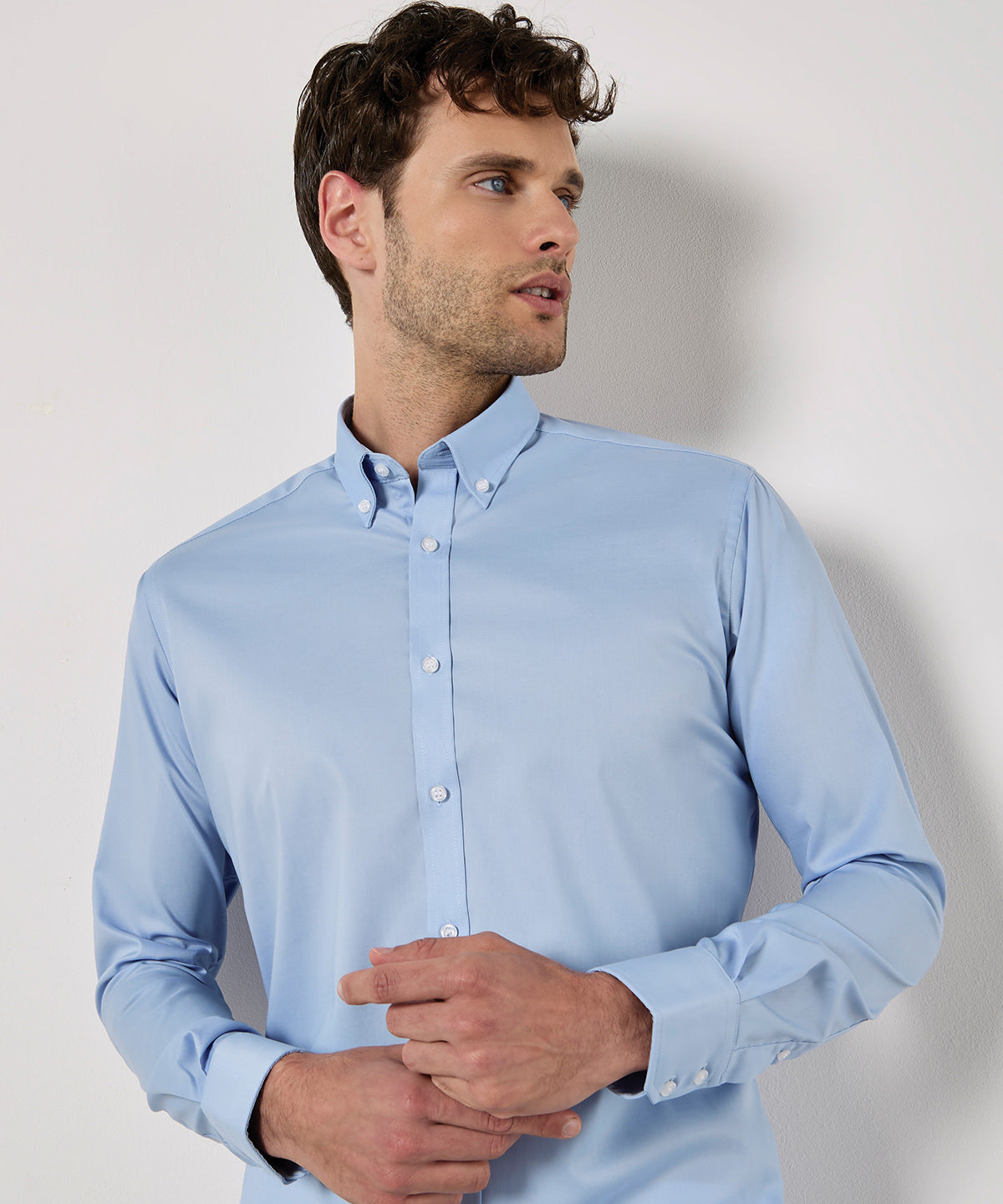 Kustom Kit Stretch Oxford Shirt Long-Sleeved, ready to custom print with your logo or design