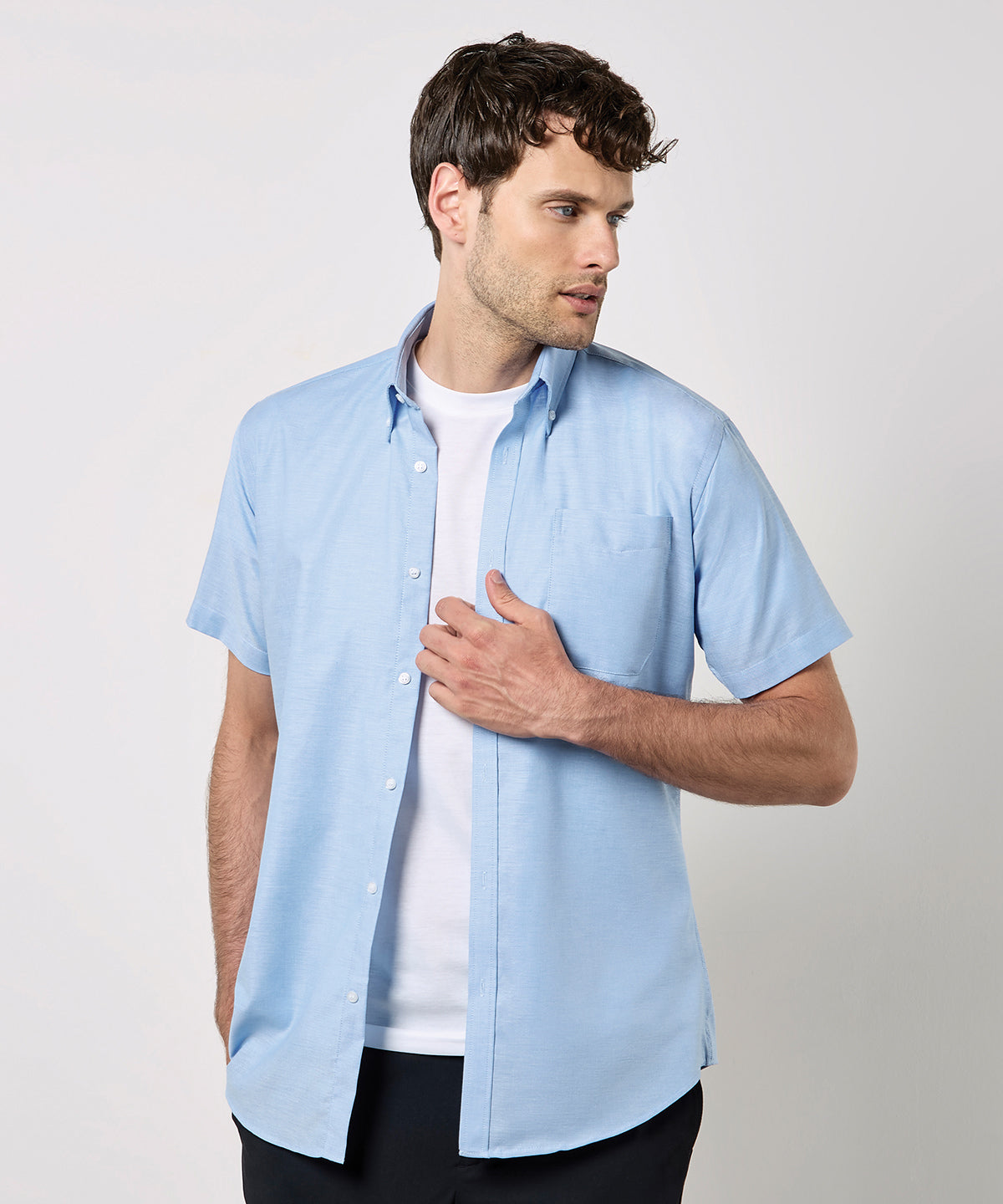 Kustom Kit Slim Fit Workwear Oxford Shirt Short Sleeve, ready to custom print with your logo or design