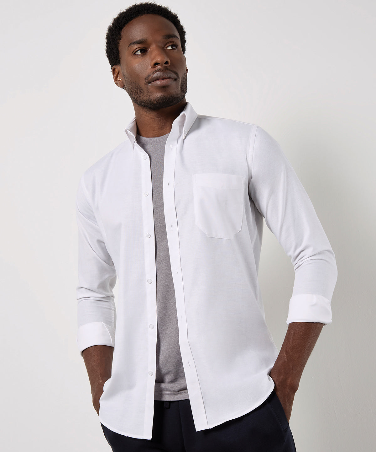 Kustom Kit Slim Fit Workwear Oxford Shirt Long-Sleeved, ready to custom print with your logo or design