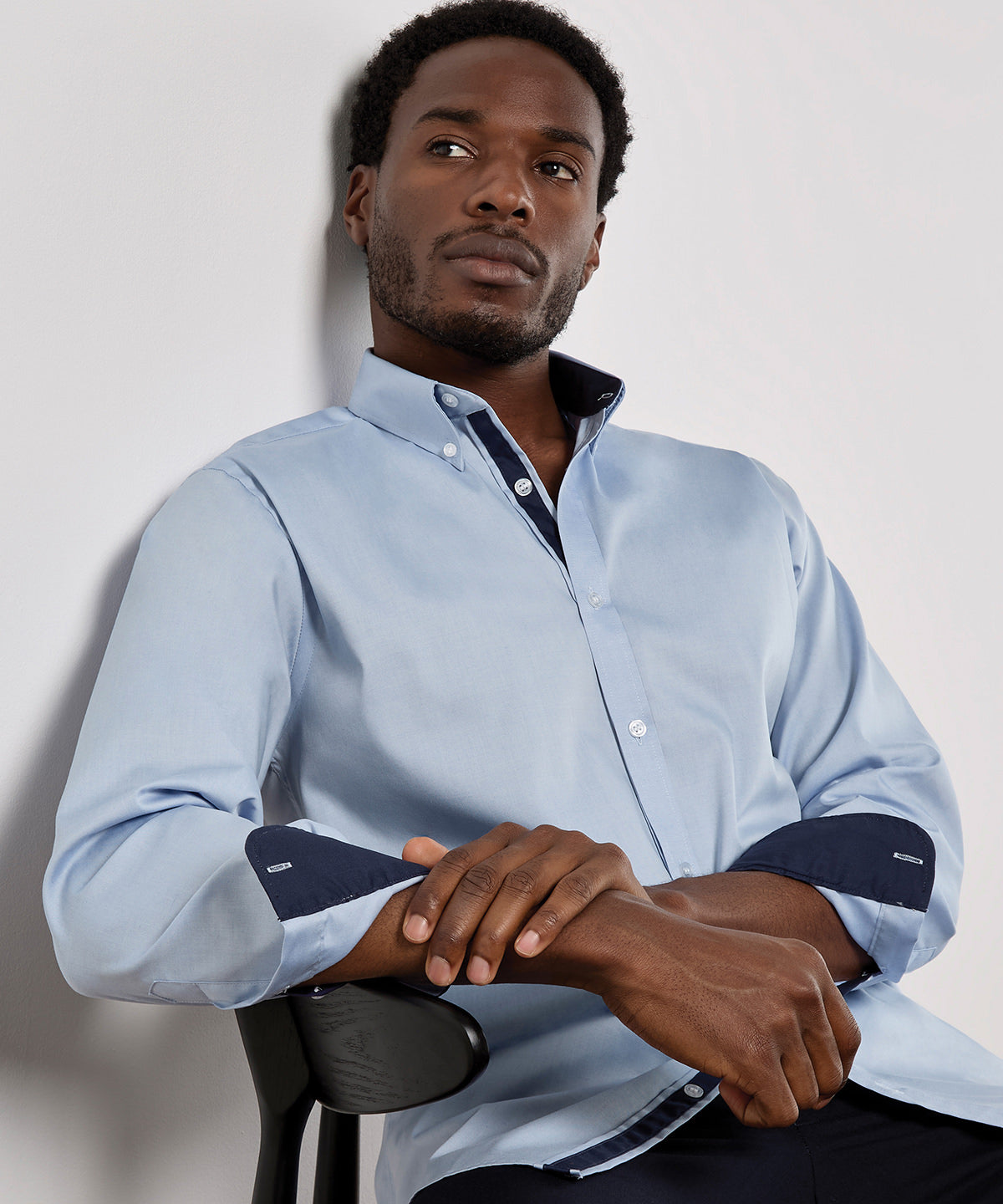 Kustom Kit Contrast Premium Oxford Shirt (button-Down Collar) Long-Sleeved, ready to custom print with your logo or design