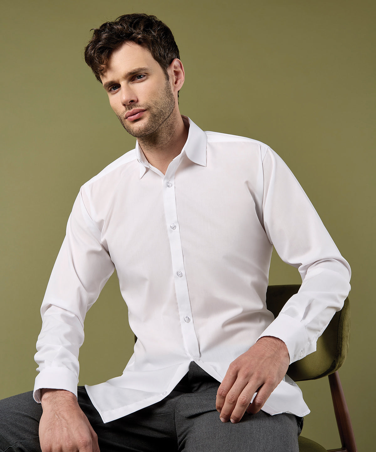 Kustom Kit Business Shirt Long-Sleeved (slim fit), ready to custom print with your logo or design