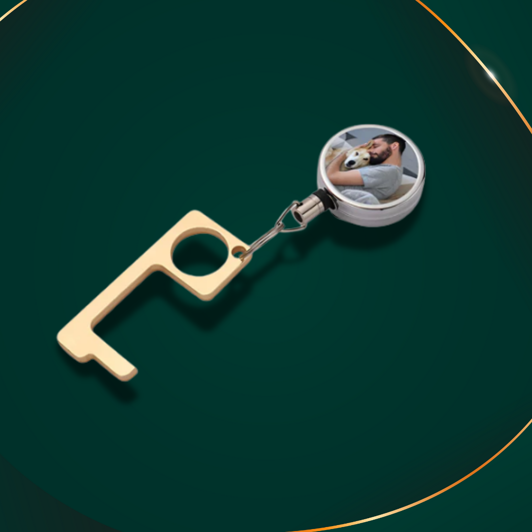 Customisable Keyring - Meta - No Contact Key ring with Retractable Reel