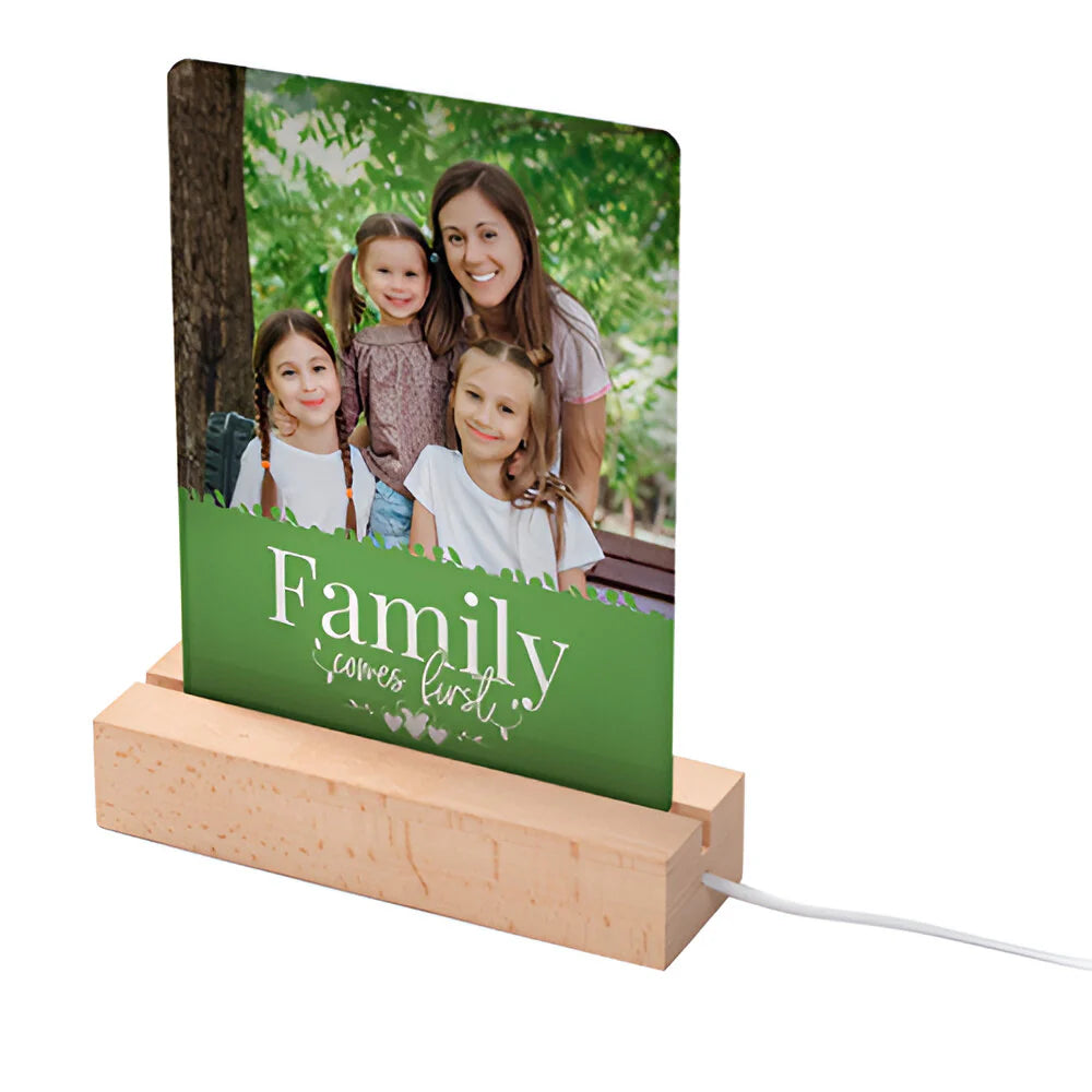 Lamp - Acrylic Photo Frame (14cm x 21.5cm) with LED Lamp - Rectangle Base