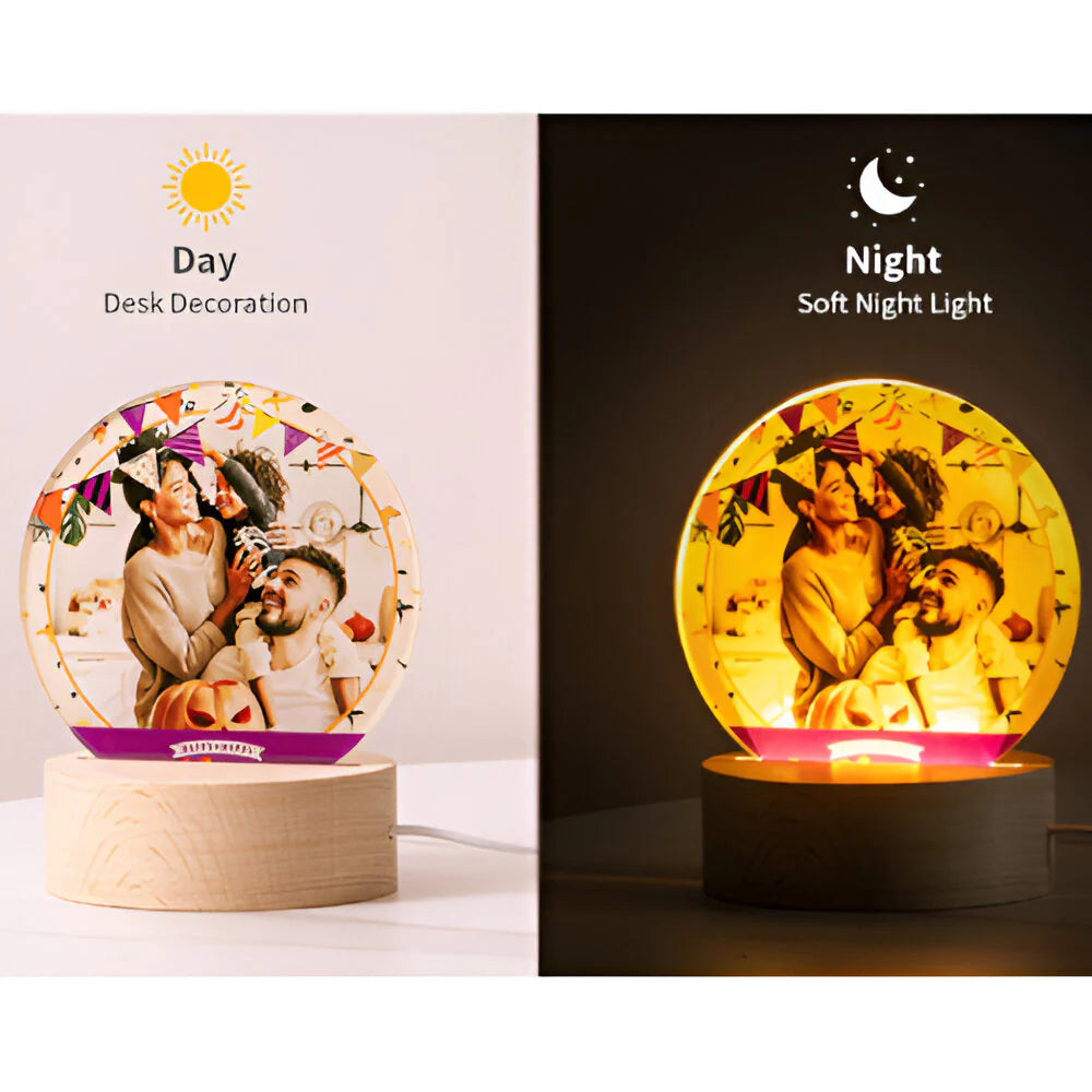 Lamp - Acrylic Photo Frame (14cm x 21.5cm) with LED Lamp - Rectangle Base