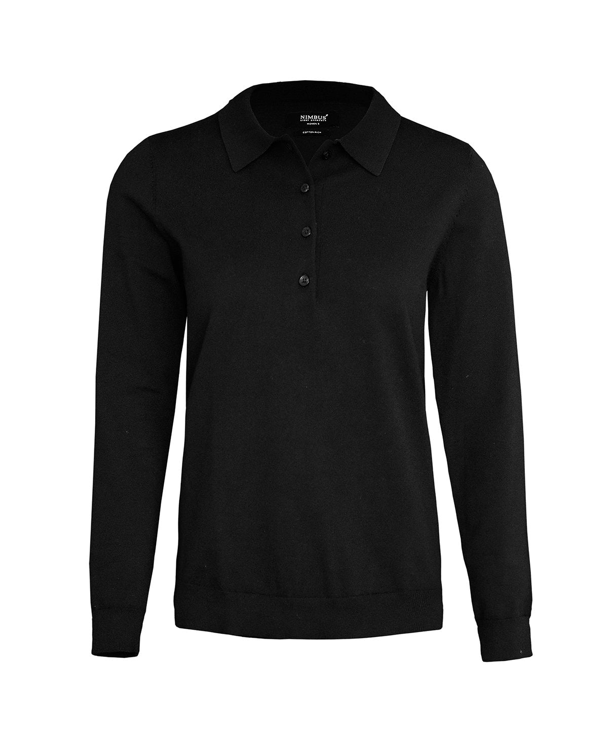 Nimbus Women's Brighton Long Sleeve Polo in Black, front view